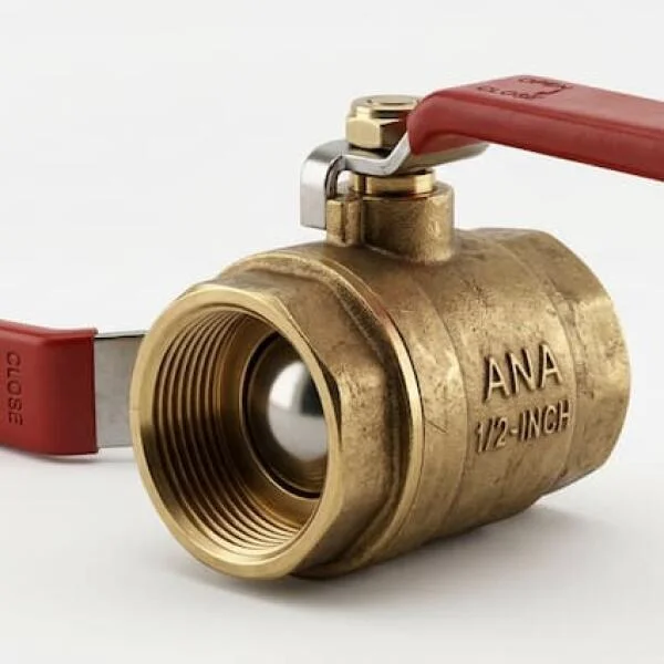 Brass ball valve with red handle