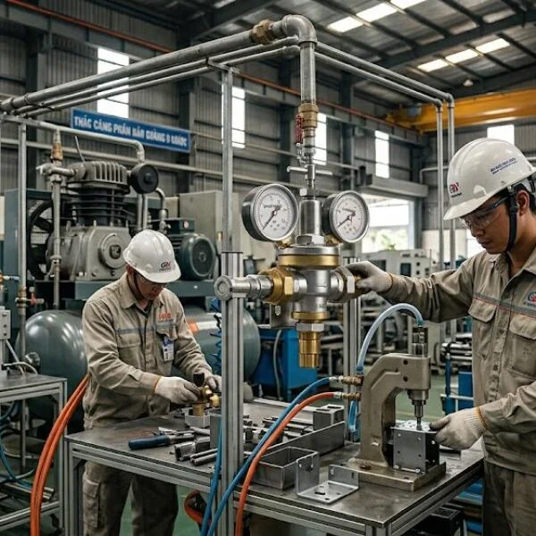 Cách lắp van điều áp đầu