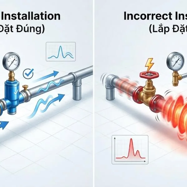 Cách lắp đặt van búa nước?