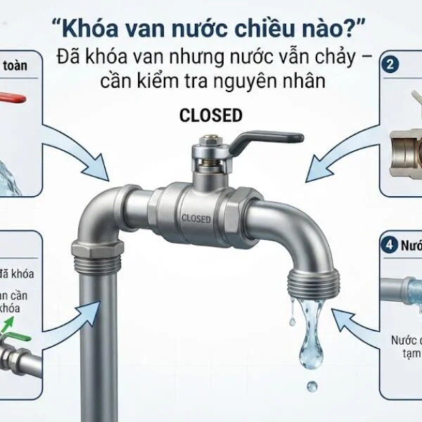 Khoá van nước chiều nào là đúng?