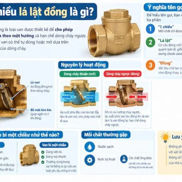 Van 1 chiều lá lật đồng