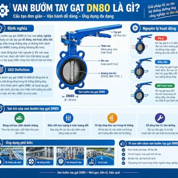 Van Bướm Tay Gạt DN80