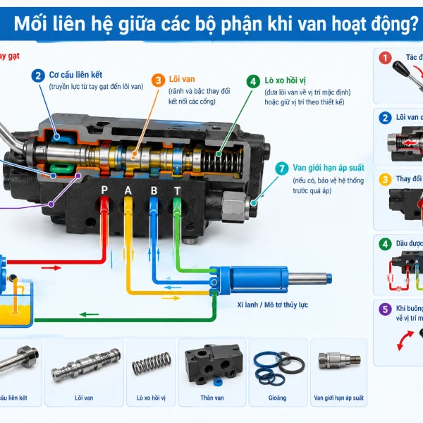 Cấu tạo van tay gạt thủy lực