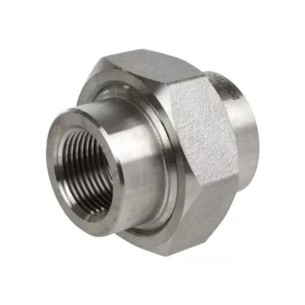 Stainless steel pipe fitting with a threaded end
