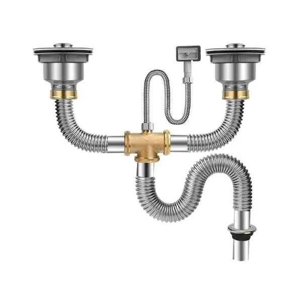 Xi phông bồn rửa inox 2 hố cao cấp