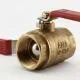 Brass ball valve with red handle