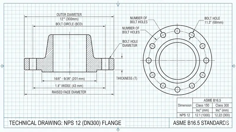 Thông số kỹ thuật chi tiết mặt bích