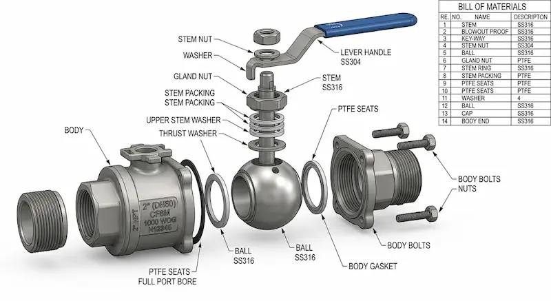 Thông số kỹ thuật của van bi