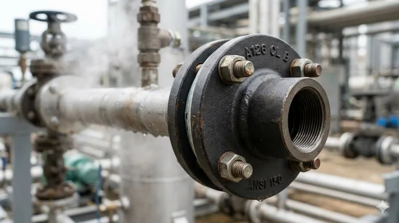 Minh họa cách thức hoạt động và vị trí của mặt bích trong hệ thống ống thực tế