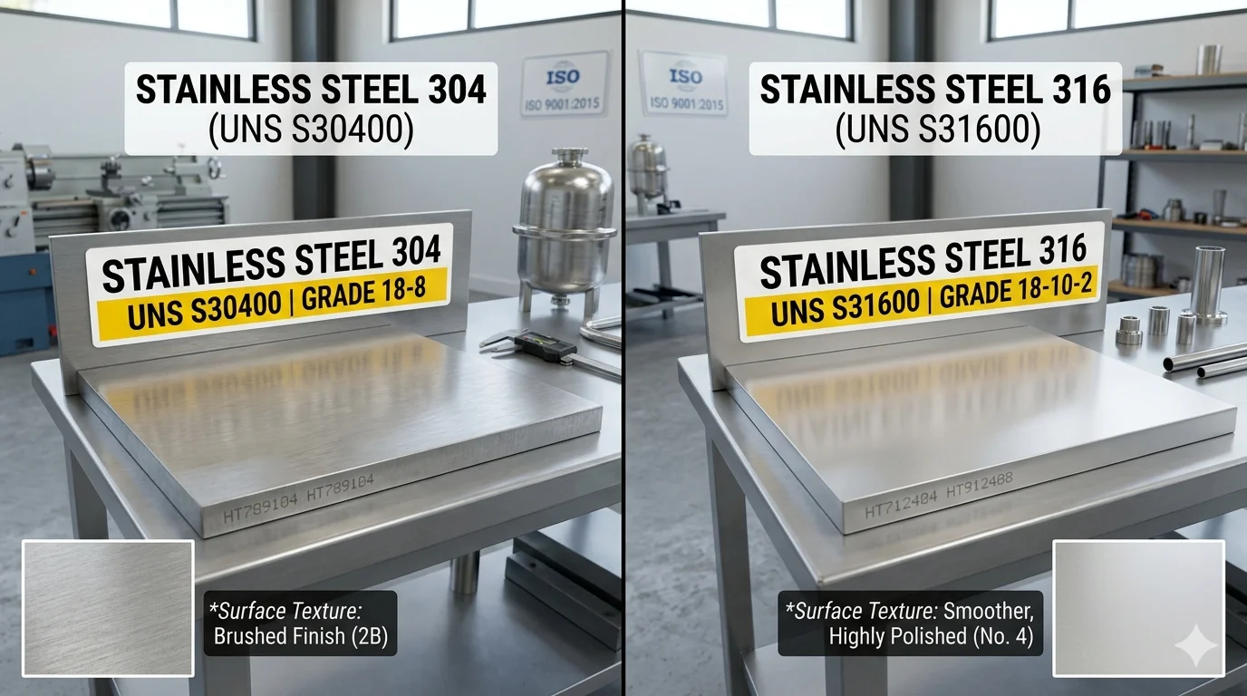 hình ảnh so sánh chất lượng cao giữa thép không gỉ 304 và thép không gỉ 31