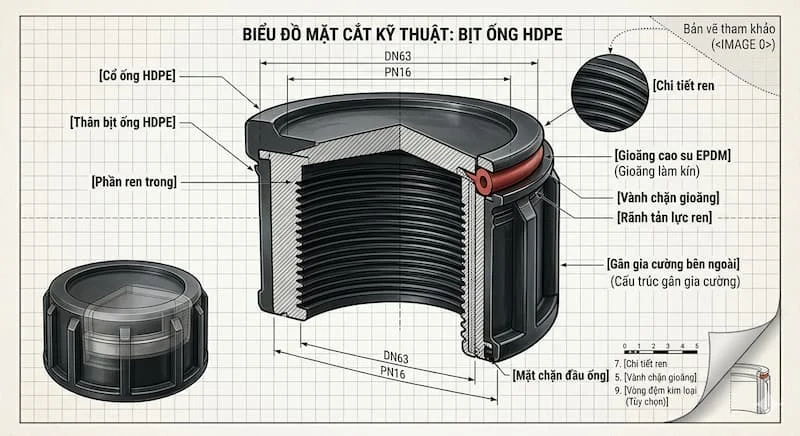 Chi tiết cấu tạo bịt ống