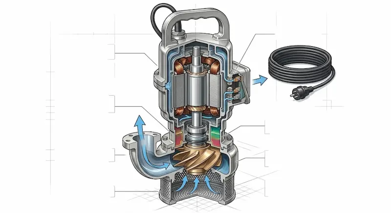 Phân tích chi tiết cấu tạo bơm chìm