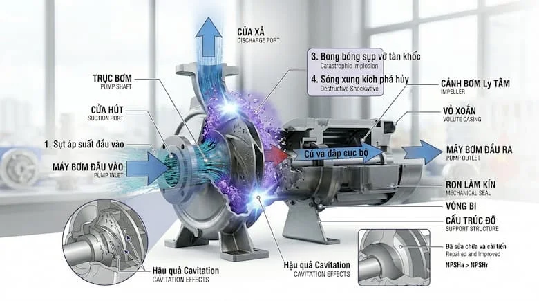 Ảnh mô phỏng hiện tượng cavitation