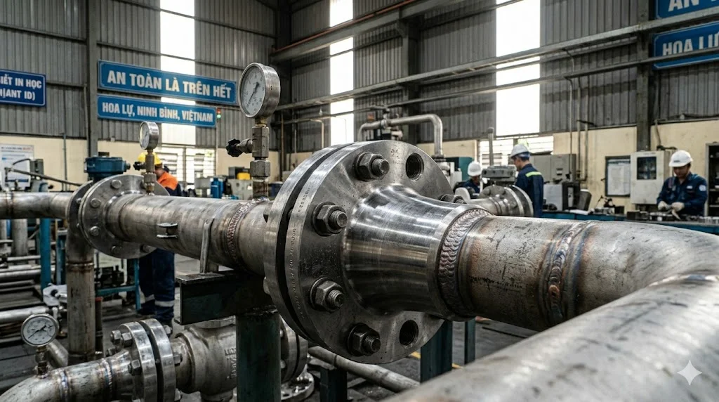 Quy trình lắp đặt mặt bích cổ hàn