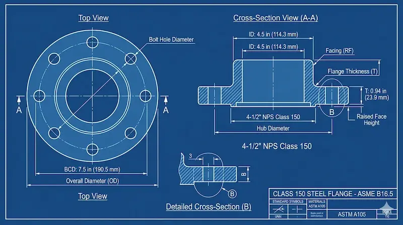 Cấu tạo flange 150 class
