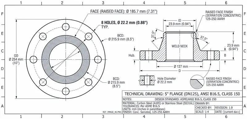 Thông số mặt bích
