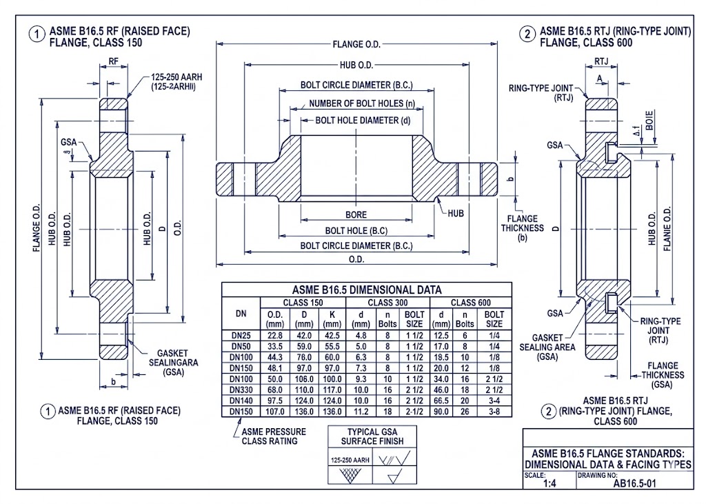 Flange asme b16 5 là tiêu chuẩn bắt buộc trong hầu hết...