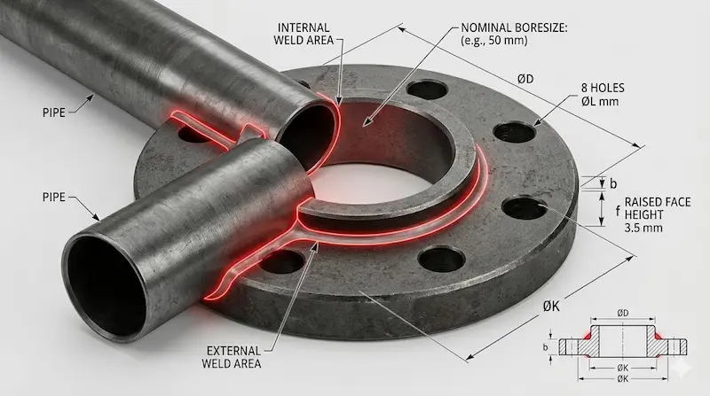 Thông số mặt bích cổ cao