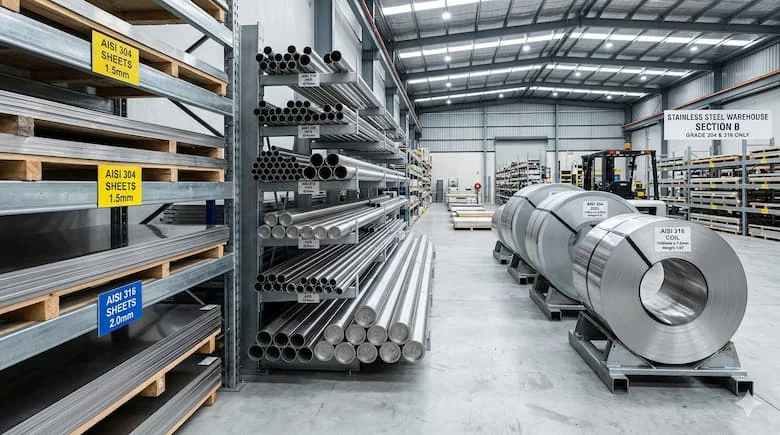 Hình ảnh sản phẩm chất lượng cao về vật liệu thép không gỉ 304 và 316