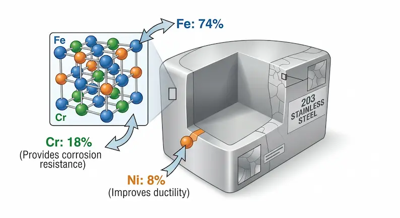 Cấu trúc phân tử của inox loại 203