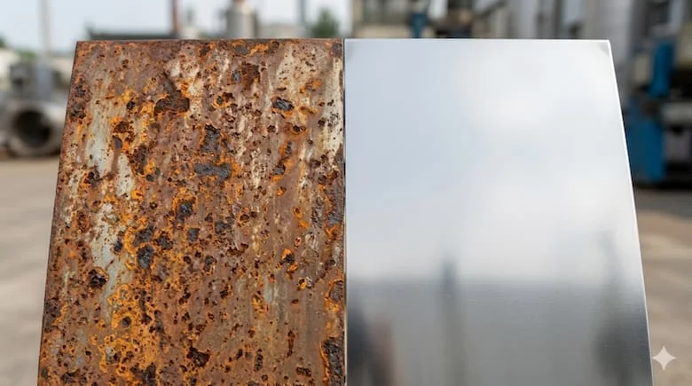 Ảnh inox bị gỉ vs không gỉ