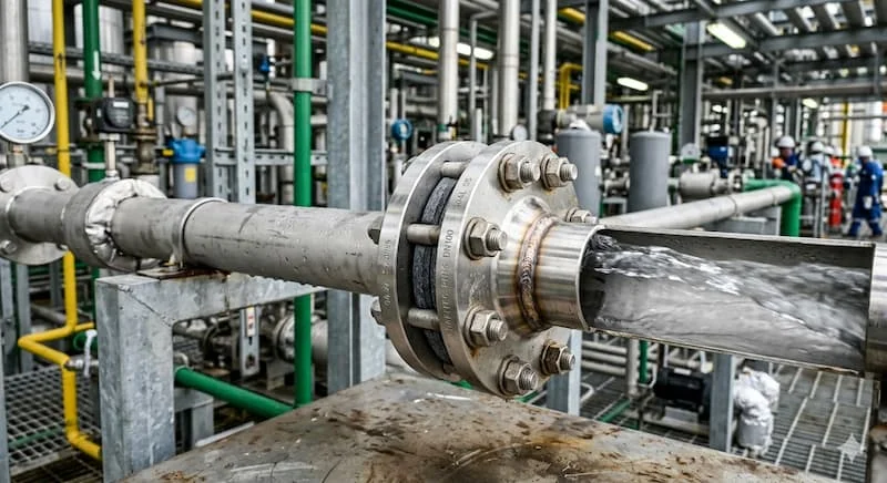 Minh họa cách thức hoạt động và vị trí của mặt bích trong hệ thống