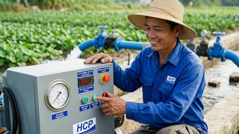 Người dùng đang vận hành máy bơm HCP