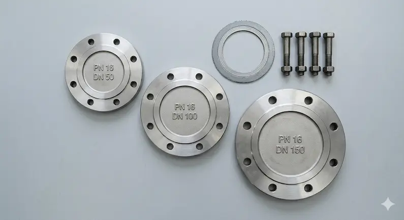 Một bộ các mặt bích với kích thước khác nhau