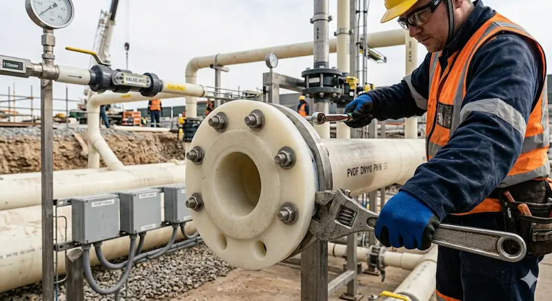 Lắp đặt thiết kế mặt bích pvdf