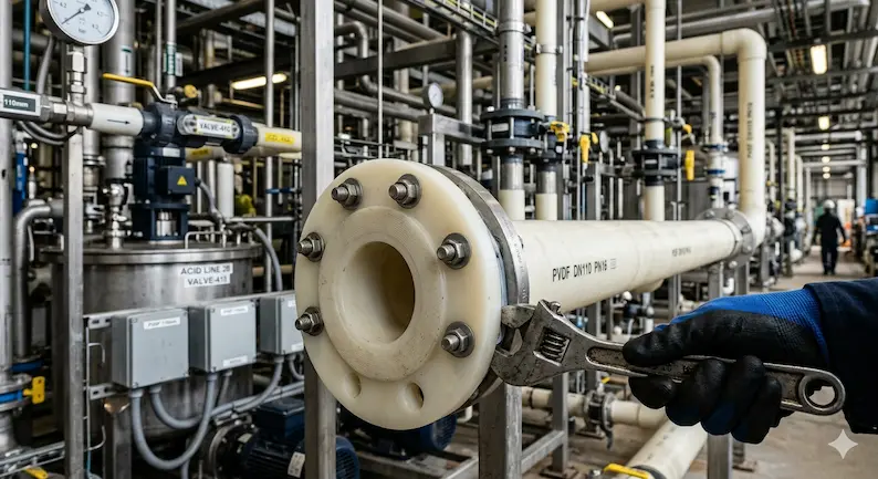 Lắp đặt mặt bích pvdf