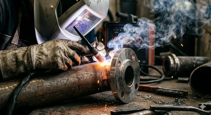 Chi tiết về quá trình hàn mặt bích lồng trên ống thép