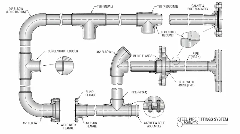 Thông số kỹ thuật phụ kiện đường ống thép