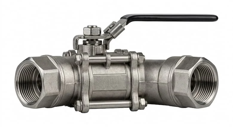 Hình ảnh sản phẩm độ phân giải cao của một van bi ren làm bằng thép không gỉ 304,