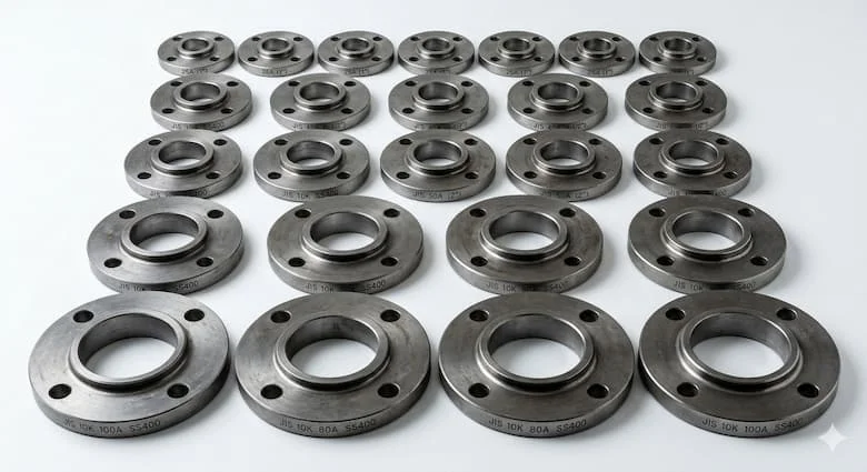 Hình ảnh sản phẩm độ phân giải cao của mặt bích tiêu chuẩn JIS (JIS 10K), làm bằng thép carbon