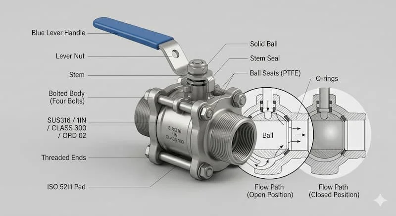 Hình ảnh cấu tạo van inox