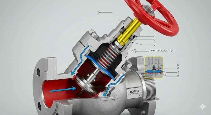Chụp cận cảnh thân van góc, thể hiện rõ các chi tiết kỹ thuật