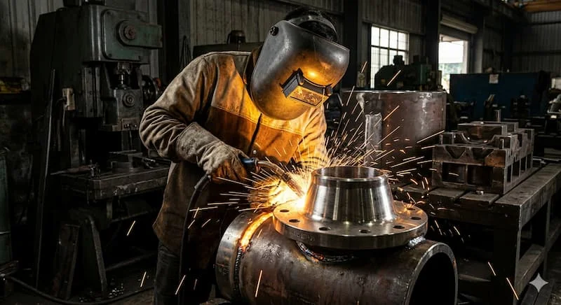 Thực hiện hàn mặt bích