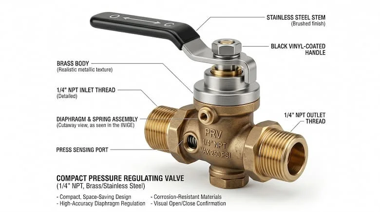 Hình ảnh sản phẩm van 1/4 inch chất lượng cao, van mini bằng đồng thau và thép không gỉ nhỏ gọn với kết nối ren