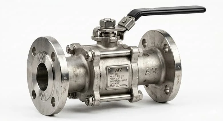 Hình ảnh sản phẩm van AIV công nghiệp chân thực, van bi ANSI bằng thép không gỉ với kết nối mặt bích RF
