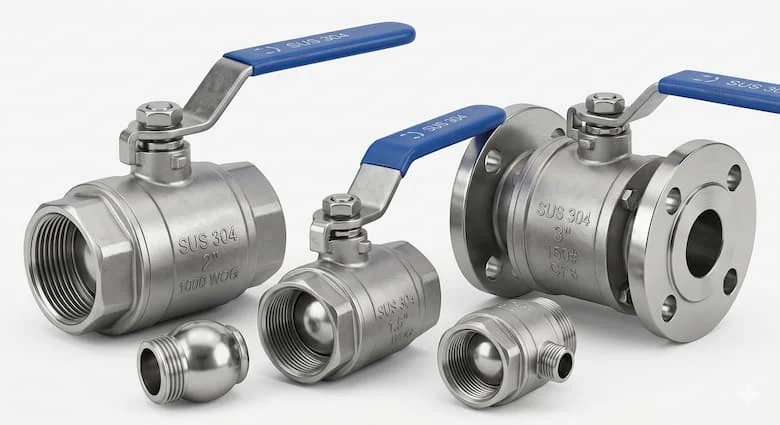 nh sản phẩm độ phân giải cao của van bi bằng thép không gỉ SUS 304 được sử dụng trong hệ thống xử lý nước và thực phẩm công nghiệp