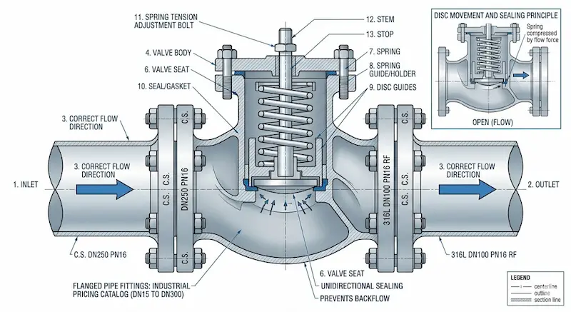 Thông số kỹ thuật van 1 chiều