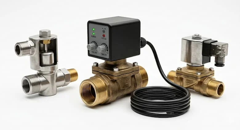 Ảnh sản phẩm độ phân giải cao của van xả nước ngưng tự động được sử dụng trong hệ thống khí nén và máy nén khí.