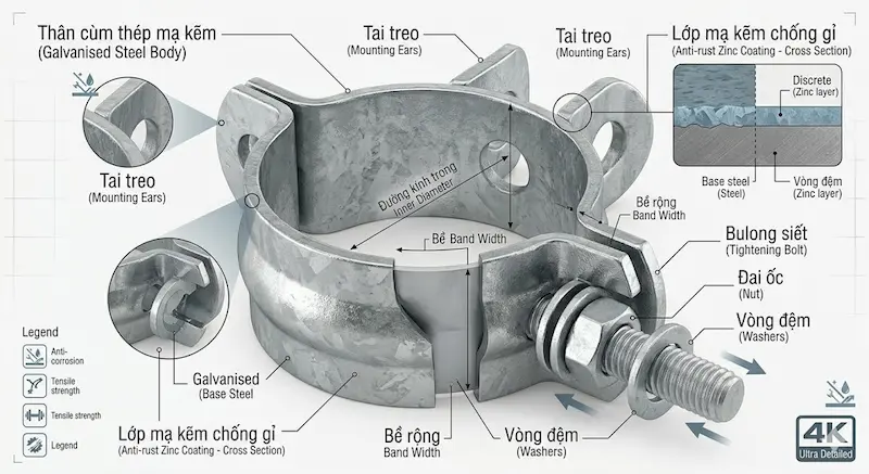 Thông số kỹ thuật đai ôm ống omega