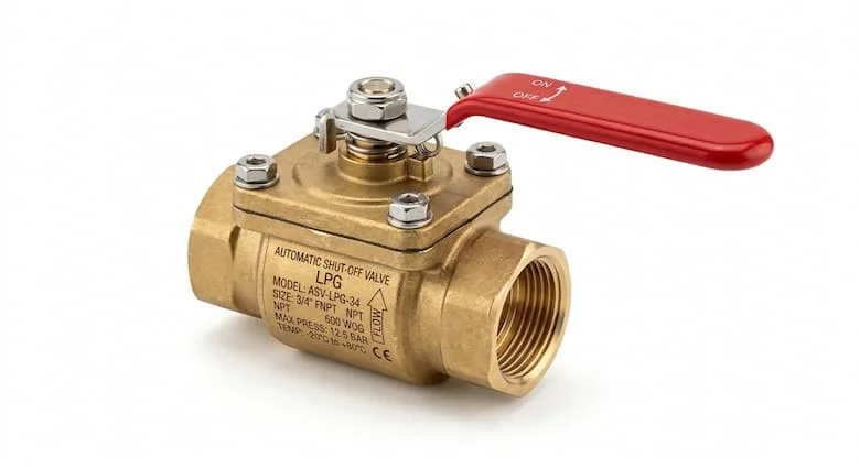 Hình ảnh sản phẩm van ngắt an toàn khí gas chất lượng cao, van ngắt khí gas tự động cho hệ thống LPG, chất liệu đồng thau và thép không gỉ