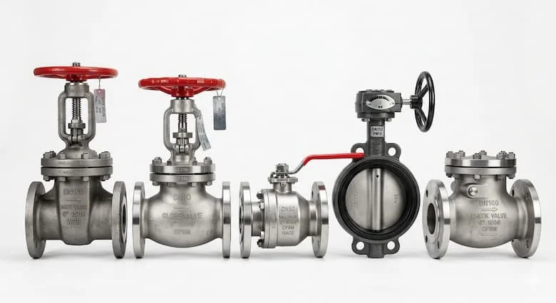 Bộ sưu tập van công nghiệp chất lượng cao, bao gồm van bi, van cổng, van bướm, van một chiều và van cầu