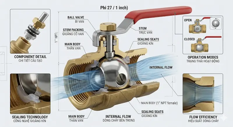 Các thông số kỹ thuật của khóa nước