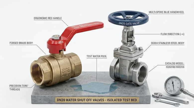 Van khóa nước siêu thực DN20, van nước bằng đồng thau và thép không gỉ cho ống 27mm, van đường ống 3/4 inch
