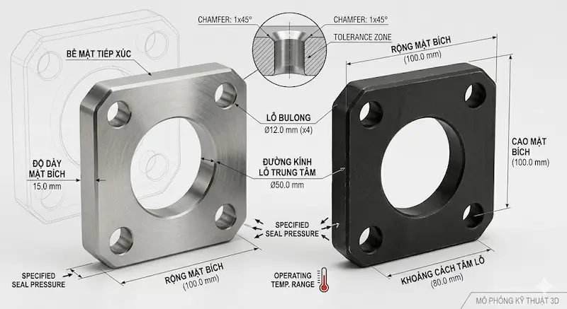 Các thông số kỹ thuật quan trọng của mặt bích hình vuông