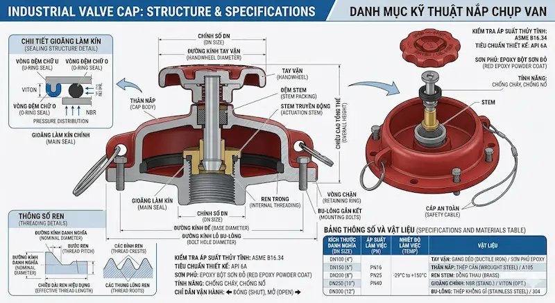 Thông số kỹ thuật của nắp chụp đầu van