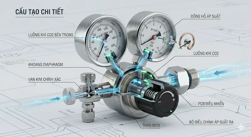 Thông số kỹ thuật quan trọng của thiết bị điều tiết áp suất khí CO2